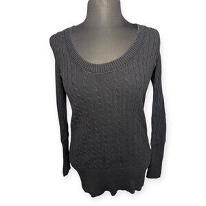 Gap Black Long Sleeve Scoop Neck Cashmere & Cotton Sweater Size Small